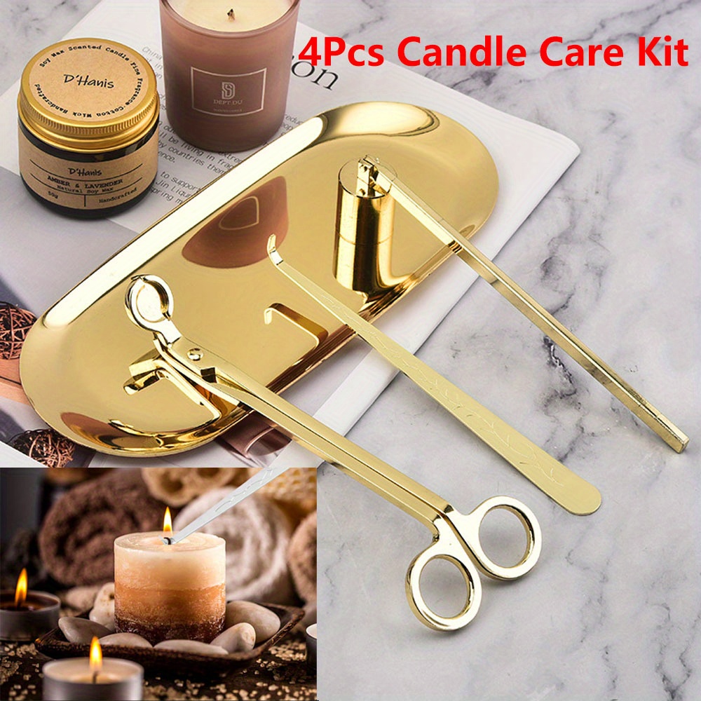 Home Decor Zen - 4 ชิ้น/เซ็ตหรูหราเทียนชุดดูแลสแตนเลส Wick Trimmer กรรไกรเครื่องดับเพลิงตะขอเทียนอุปกรณ์เสริมชุด DIY