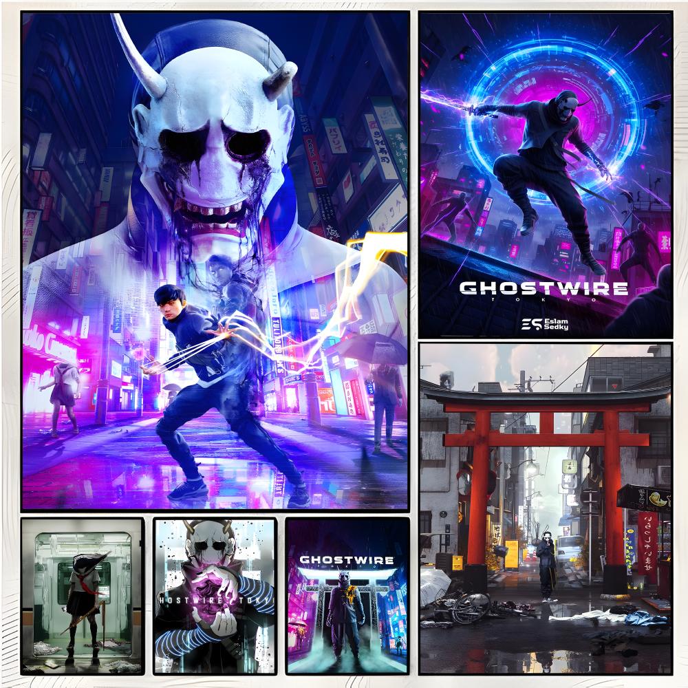 Home Decor Tokyo - โปสเตอร์วิดีโอเกมสยองขวัญ Ghostwire Tokyo สำหรับตกแต่งบ้านและพื้นที่ภายใน