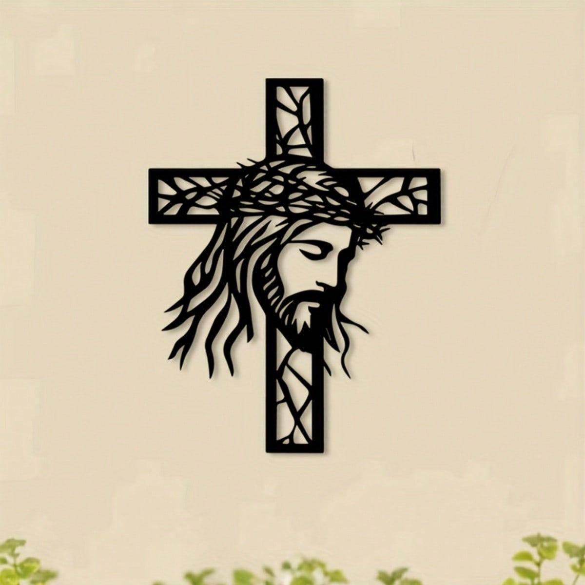 Home Decor Jesus - ศิลปะติดผนังรูปไม้กางเขนพระเยซูเหล็ก - รูปปั้นไม้กางเขนคริสเตียนโลหะสำหรับตกแต่งบ้าน แท่นบูชา ห้องสวดมนต์ ของขวัญทางศาสนา