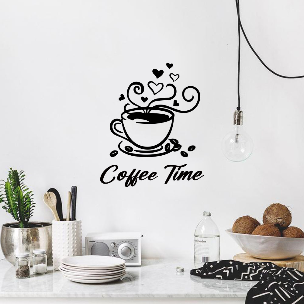 Home Decor Wall Tiles - 1PC แฟชั่นกาแฟปรับแต่งข้อความได้สติ๊กเกอร์ติดผนังครอบครัวศิลปะตกแต่งบ้านสำหรับตกแต่งห้องนั่งเล่นไวนิลอาร์ตเดคอล