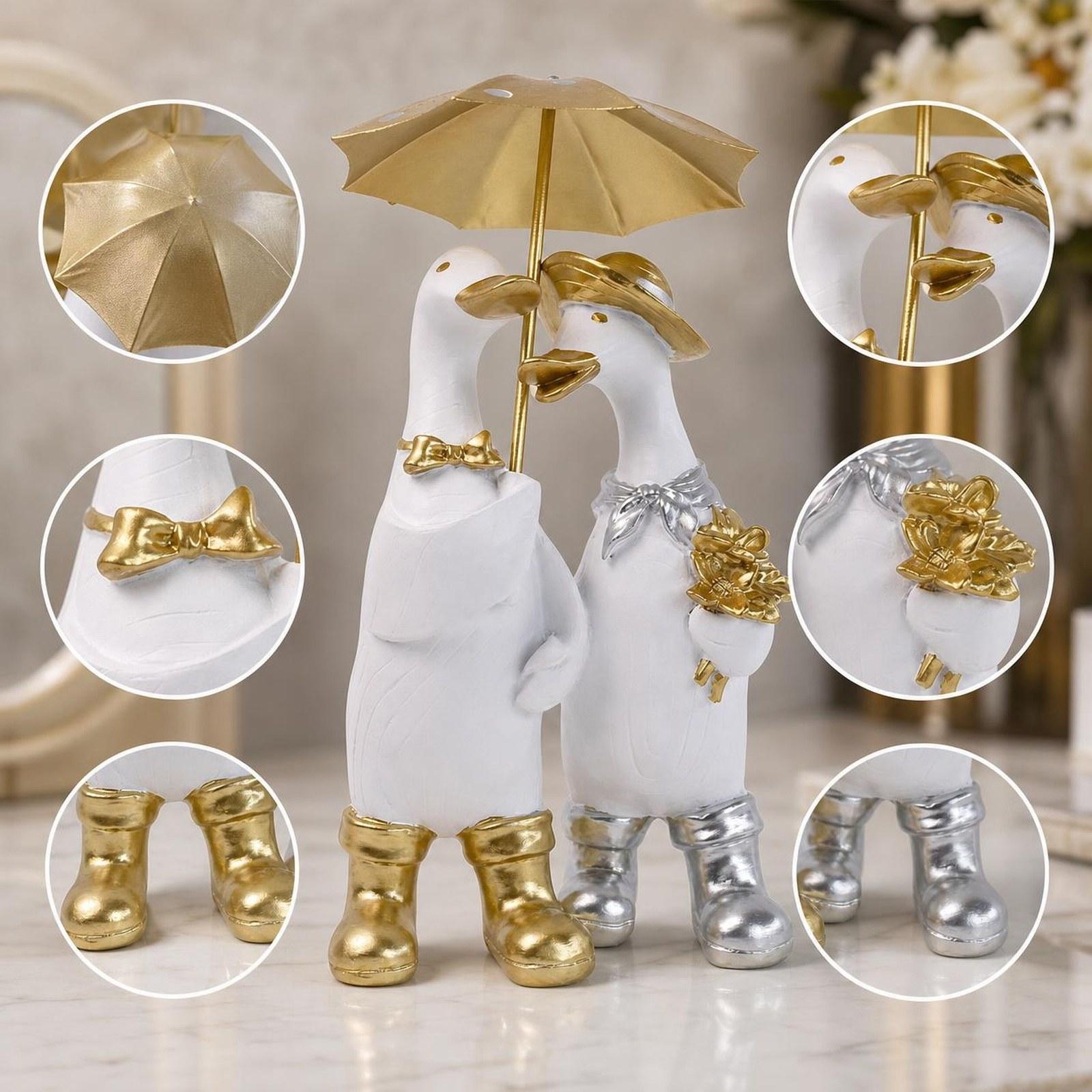 Home Decor Duck - รูปปั้นเป็ดเหมือนจริง เรซิ่น ของตกแต่งรูปสัตว์ ประติมากรรมตั้งโต๊ะ สำหรับตกแต่งบ้าน ระเบียง