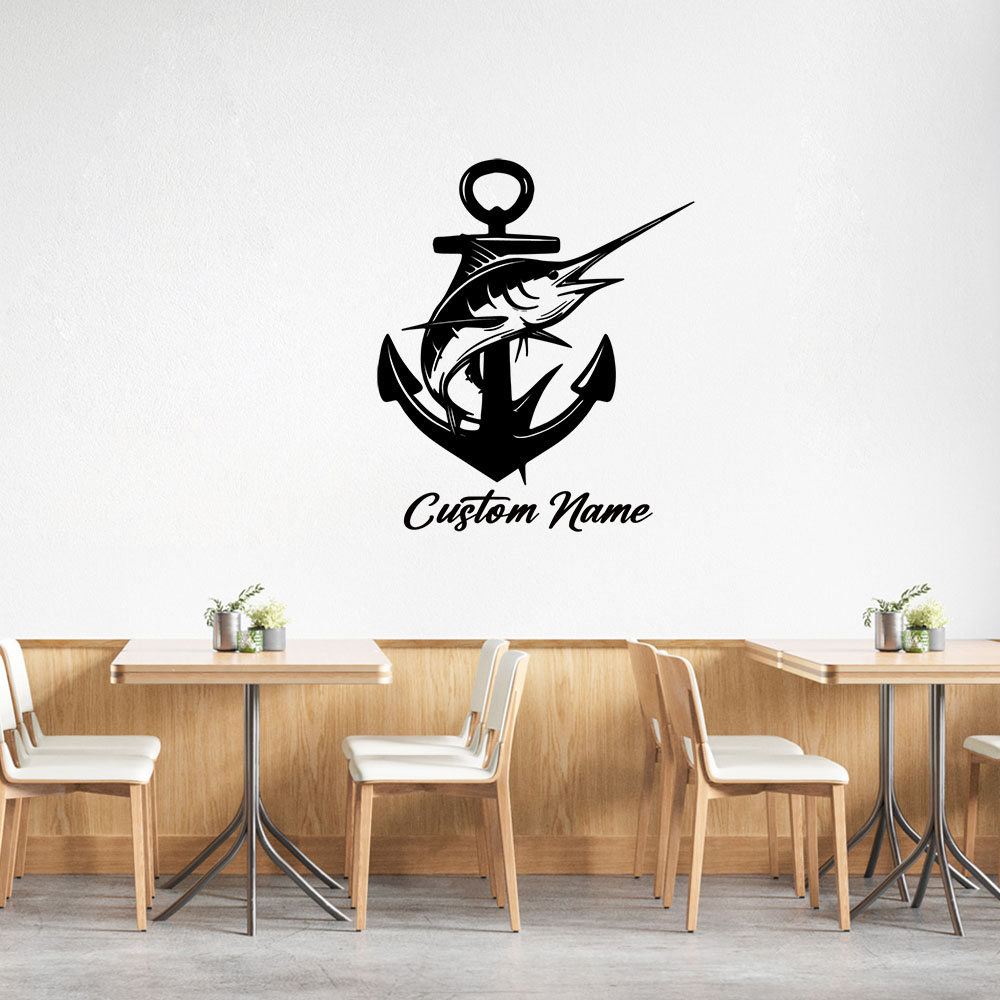 Home Decor Wall Tiles - 1PC สติกเกอร์ติดผนังลายปลาดาบแบบกำหนดเองได้ PVC ตกแต่งห้องนอน ตกแต่งบ้าน ตกแต่งงานปาร์ตี้
