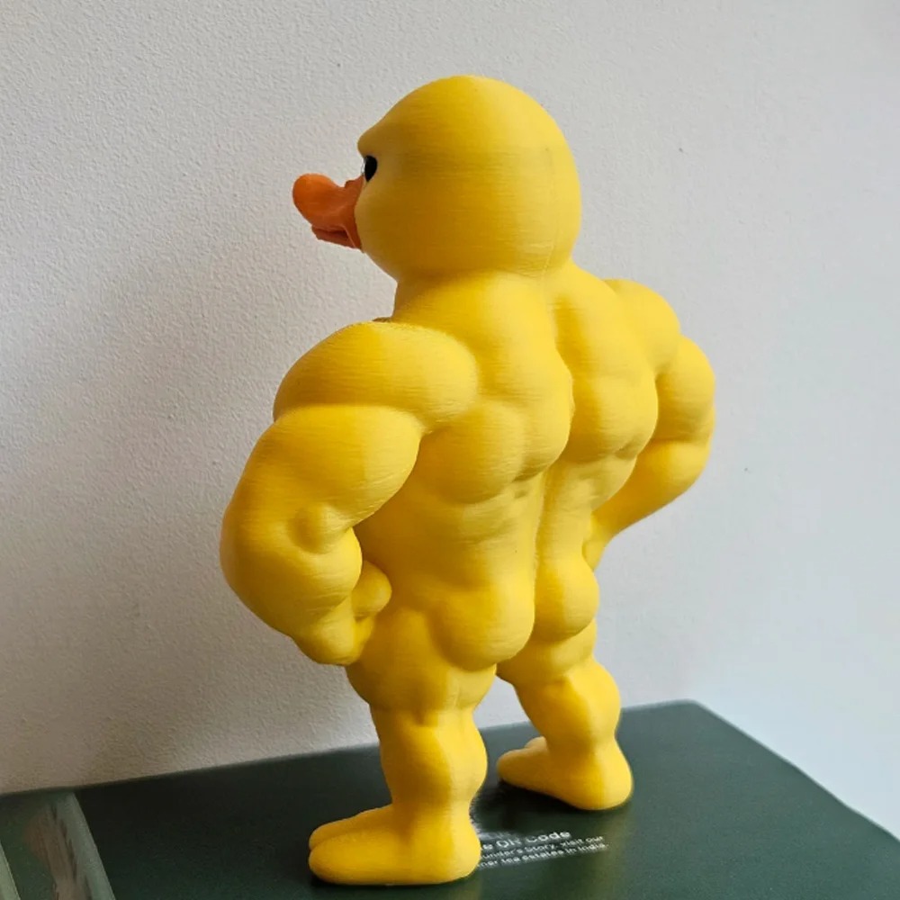 Home Decor Duck - รูปปั้นเป็ดกล้ามเนื้อ - ของตกแต่งเดสก์ท็อป 3 มิติ, ตุ๊กตาประดับชั้นวางหนังสือสุดน่ารัก,