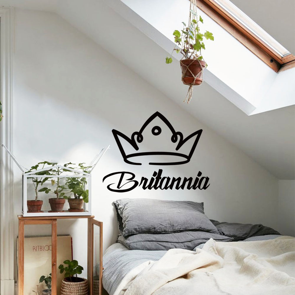 Home Decor Wall Tiles - 1PC มงกุฎโรแมนติกปรับแต่งข้อความได้สติกเกอร์ตกแต่งกันน้ำตกแต่งบ้านตกแต่งห้องนอนตกแต่งศิลปะวอลล์เปเปอร์