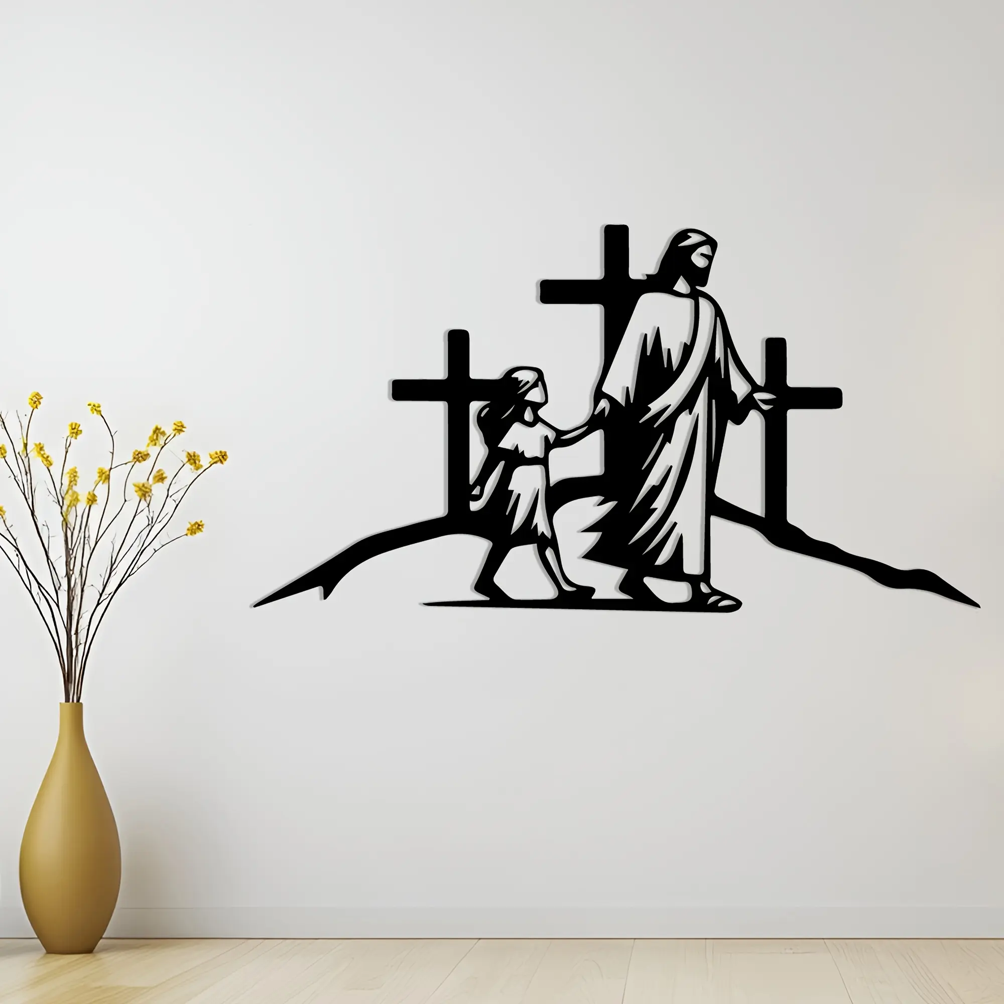Home Decor Jesus - CIFBUY งานศิลปะติดผนังรูปไม้กางเขนเหล็กดัด ของตกแต่งทางศาสนาสำหรับห้องสวดมนต์ที่บ้าน ไม้กางเขนพระเยซูคริสต์แบบวินเทจ