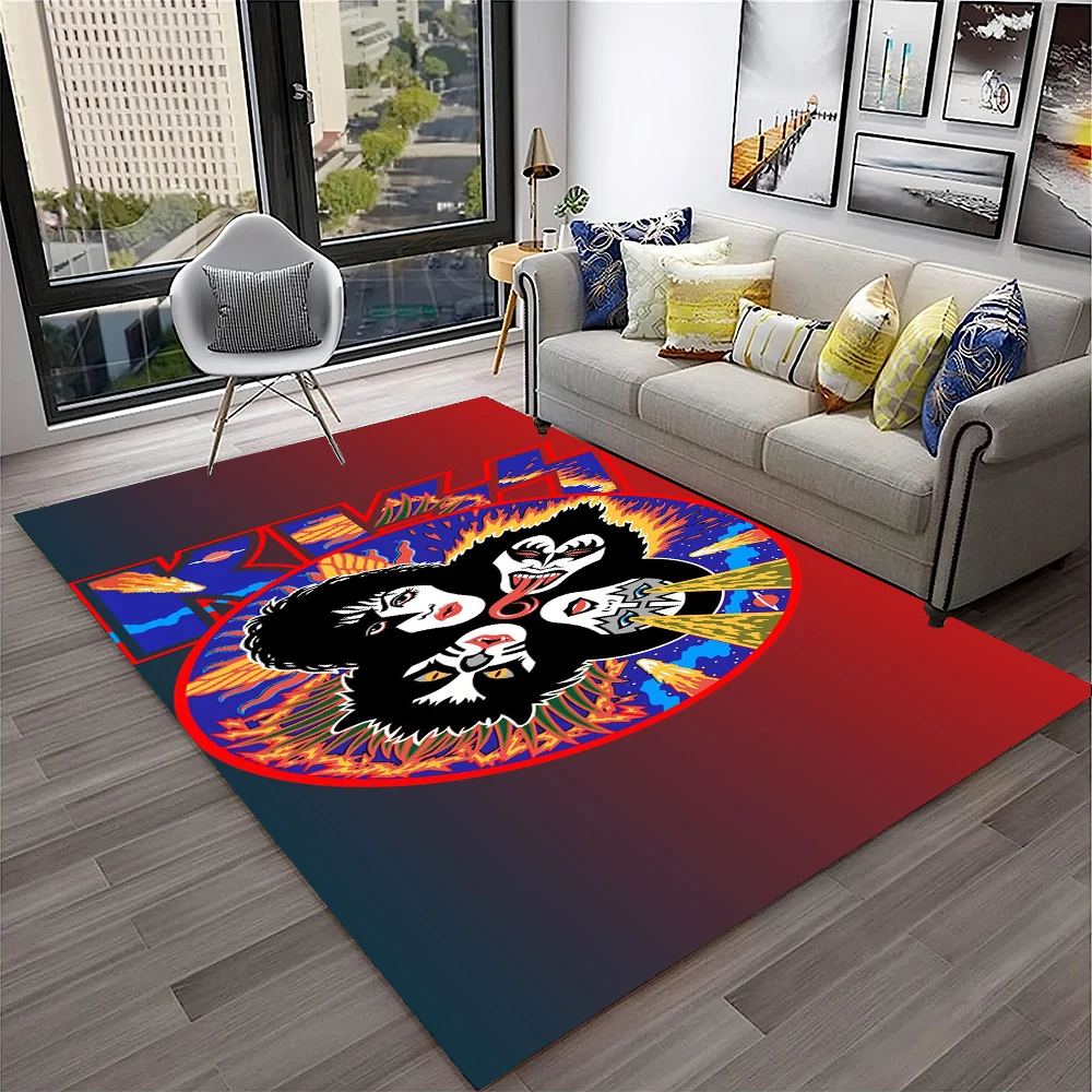 Home Decor Online Free - Retro KISS Rock Band พรมพรมสําหรับห้องนั่งเล่นห้องนอนห้องเด็กเล่นโซฟาห้องครัวพรมเช็ดเท้าตกแต่ง, เด็กพรมกันลื่น
