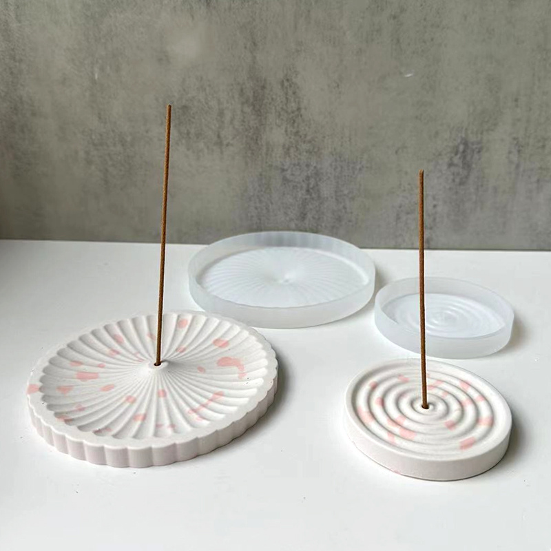 Incense Stick Holder - แม่พิมพ์ถาดธูปซิลิโคน 1 ชิ้น, แม่พิมพ์ธูปแบบวงกลม DIY, แม่พิมพ์ปูนซีเมนต์ยิปซั่ม,