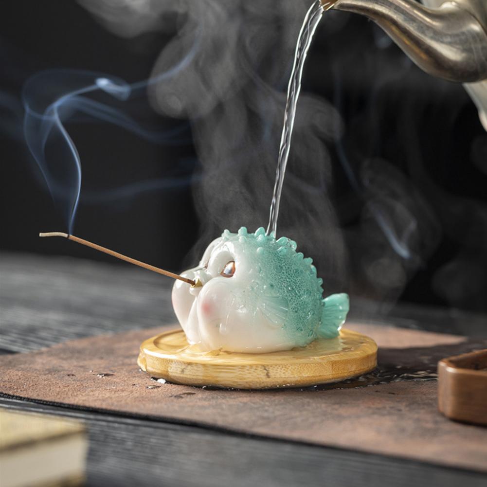 Incense Stick Holder - ที่ใส่ธูปปลาปักเป้า ที่ใส่ธูปรูปปลา ที่ใส่ธูปเรซิ่นรูปปลาปักเป้า ของตกแต่งบ้าน/สำนักงาน