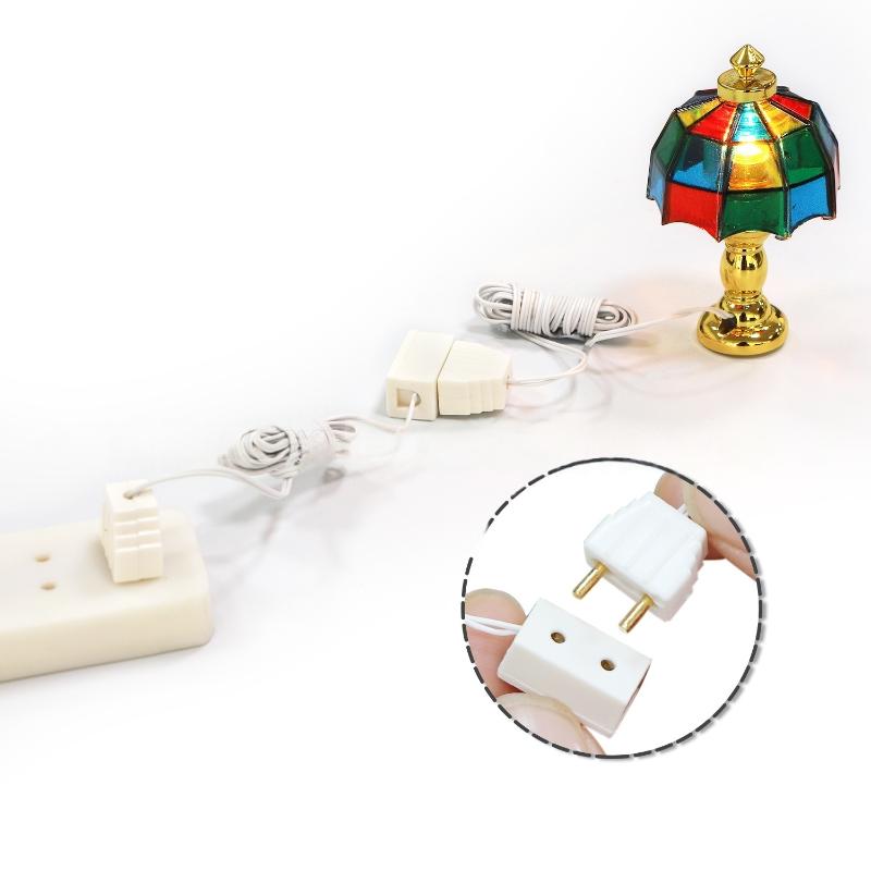 Home Decor Solution - 1 ชิ้น 1/12 บ้านตุ๊กตาโคมไฟตกแต่งหม้อแปลงไฟฟ้าสายเชื่อมต่อซ็อกเก็ตรุ่นเครื่องใช้ในบ้านอุปกรณ์เสริมเด็กแกล้งทำเป็นเล่นของเล่น