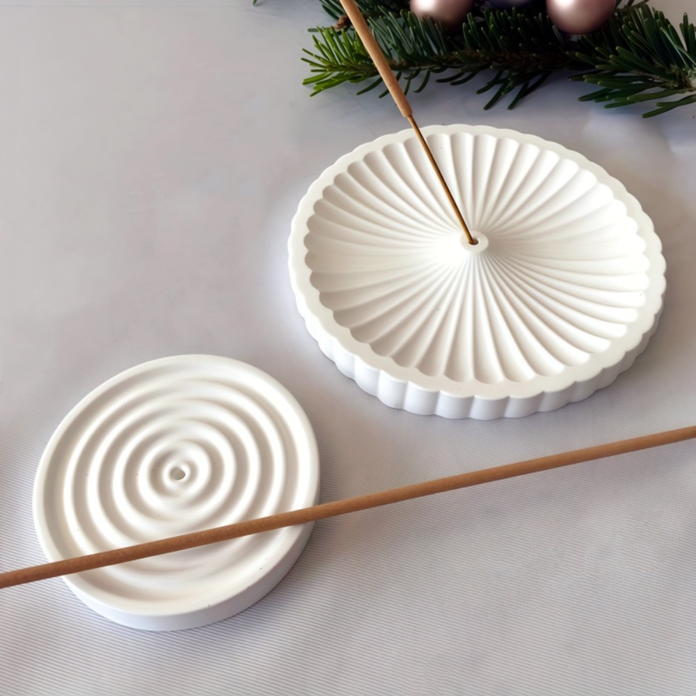 Home Decor Humacao - แม่พิมพ์ซิลิโคนสำหรับใส่เครื่องหอมทรงกลม 2 ชิ้น พร้อมฐานยึดแท่งยิปซั่ม ถาดตกแต่งอโรมาเธอราพี แม่พิมพ์ซิลิโคนเรซิ่น