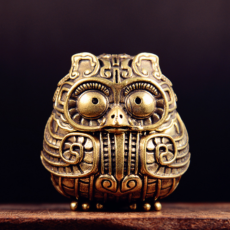 Home Decor Humacao - รูปปั้นนกฮูกทองเหลืองโบราณน่ารัก ของตกแต่งโต๊ะทำงาน เครื่องหอมรูปสัตว์วินเทจ ของจิ๋ว ของประดับตกแต่งบ้าน