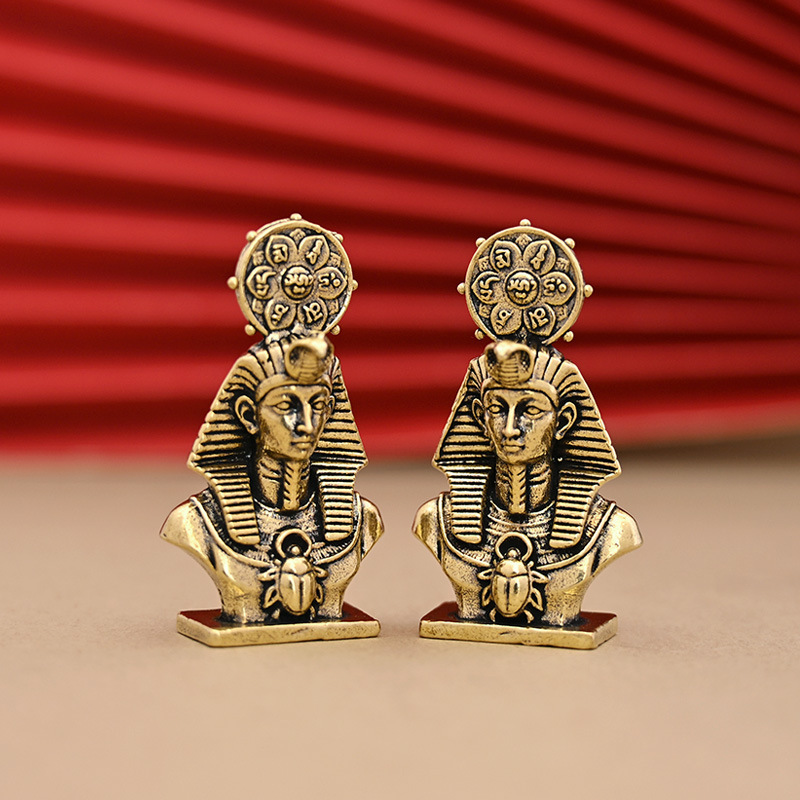 Home Decor Korea - รูปปั้นเทพพระอาทิตย์ฟาโรห์อียิปต์โบราณทำจากทองเหลืองแท้ ของตกแต่งขนาดเล็กสำหรับโต๊ะทำงาน ของตกแต่งบ้าน งานฝีมือ และอุปกรณ์เสริม