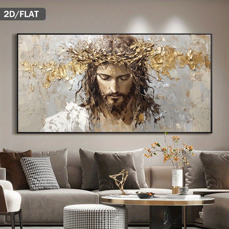 Home Decor Jesus - พระเยซูคริสต์มงกุฎดอกไม้หนามภาพวาดบนผ้าใบศิลปะทางศาสนาติดผนัง โปสเตอร์ภาพพิมพ์นามธรรมสมัยใหม่ ภาพตกแต่งพระเยซูแบบมินิมอล