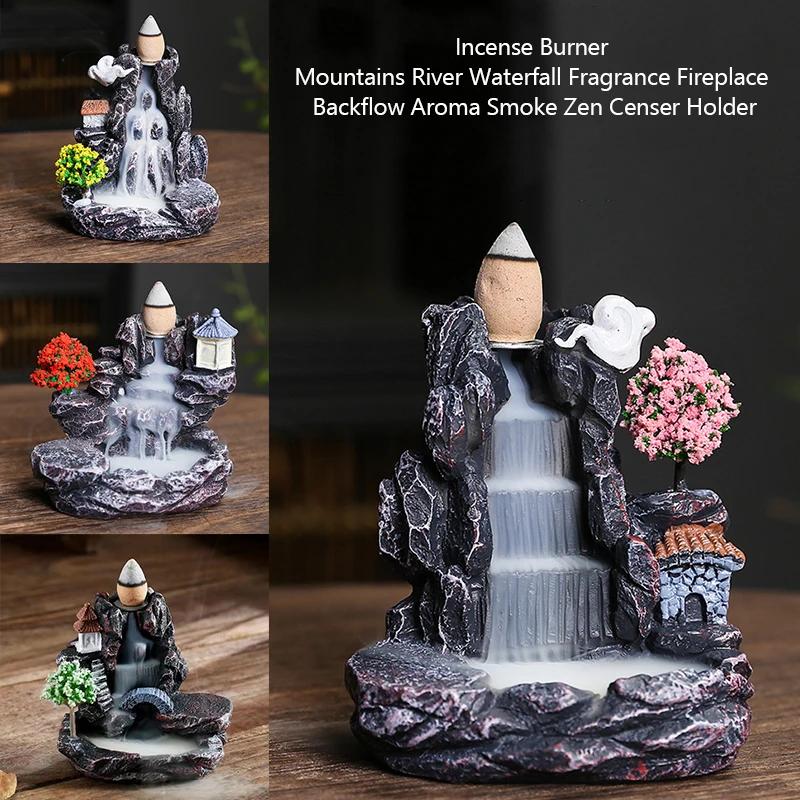 Home Decor Humacao - Backflow ผู้ถือธูปน้ําตกธูป Burner ตกแต่งบ้านน้ํามันหอมระเหยเครื่องประดับธูปหอมพร้อม Backflow ธูปหอม