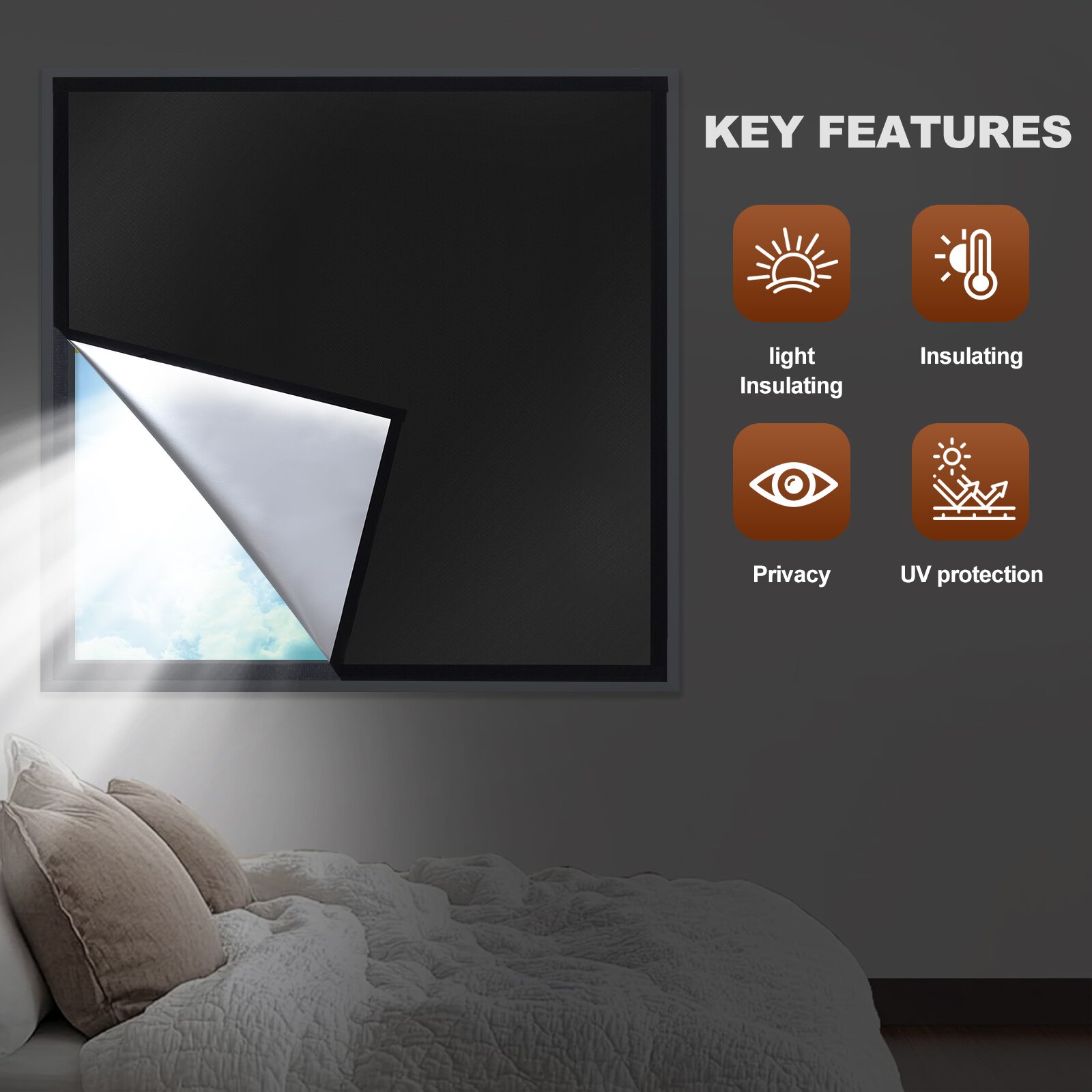 Blackout Curtains - ผ้าม่านกันแสง DIY100% | มีกาวในตัว, ฉนวนกันความร้อน, การป้องกัน,
