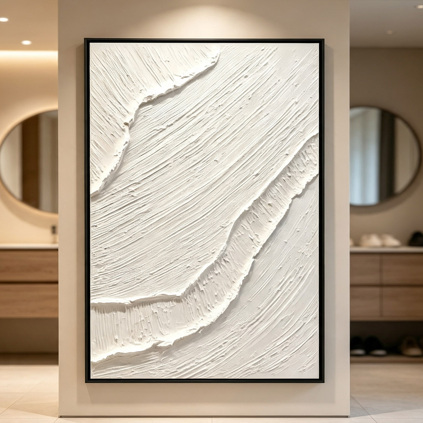 ภาพวาดสีน้ำมันแบบนามธรรม 3 มิต - Home Decor White บทวิจารณ์และราคา