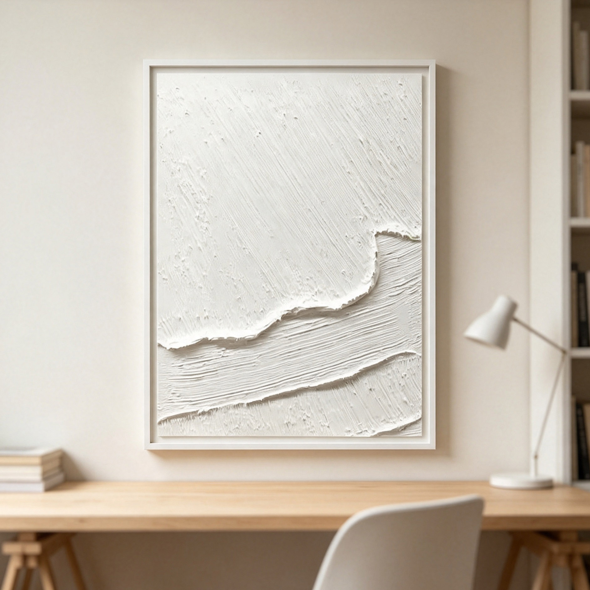ภาพวาดสีน้ำมันแบบนามธรรม 3 มิต - Home Decor White บทวิจารณ์และราคา
