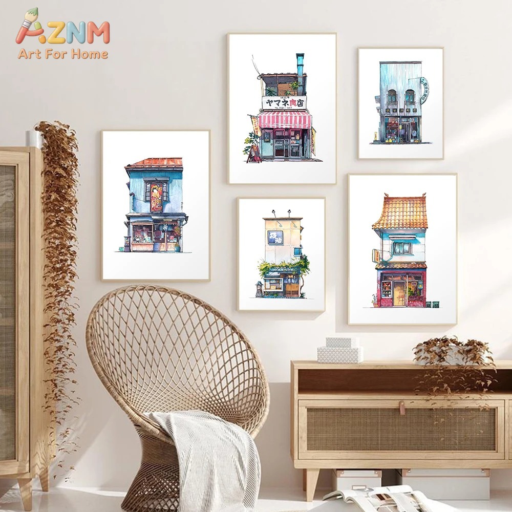 AZNM ภาพวาดสีน้ำสไตล์ญี่ปุ่นสำ - Home Decor Tokyo บทวิจารณ์และราคา