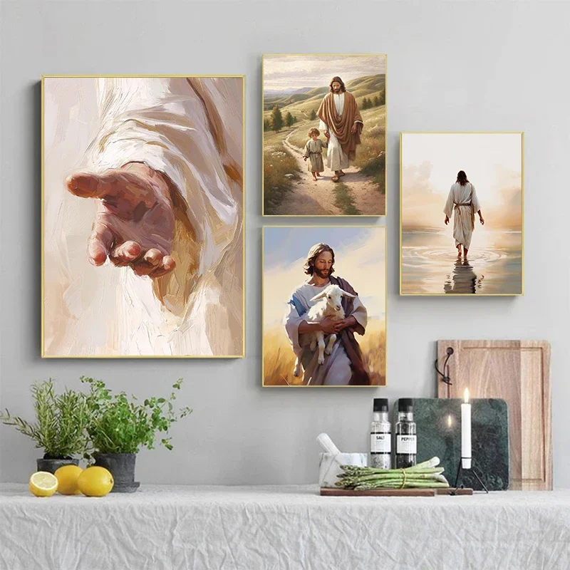 พระเยซูคริสต์เดินบนน้ํามือของพ - Home Decor Jesus บทวิจารณ์และราคา