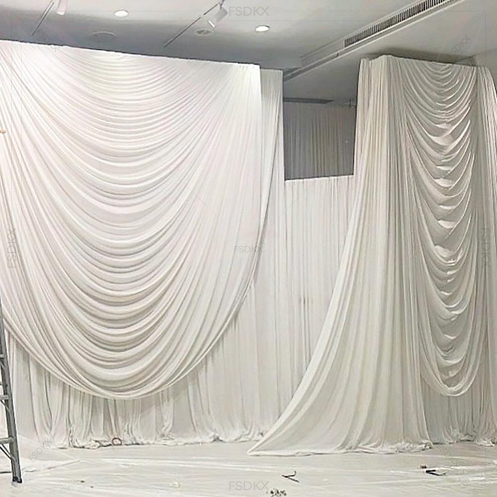 ผ้าม่านฉากหลังงานแต่งงาน ผ้าไห - Home Decor White บทวิจารณ์และราคา