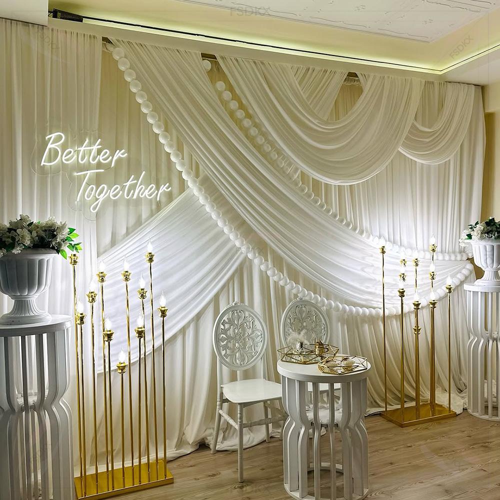 ผ้าม่านฉากหลังงานแต่งงาน ผ้าไห - Home Decor White บทวิจารณ์และราคา