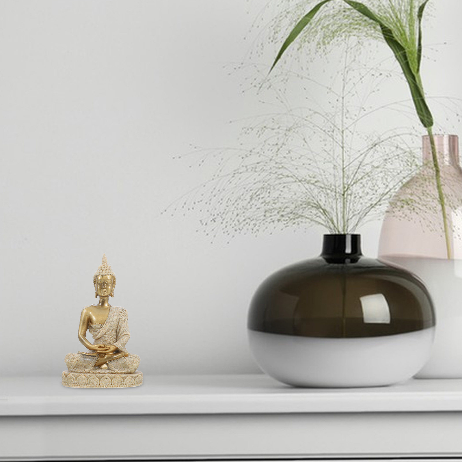 รูปปั้นพระพุทธรูปเรซินสไตล์เรโ - Home Decor Zen บทวิจารณ์และราคา