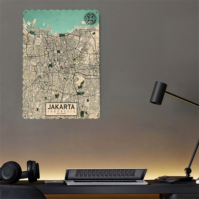 แผนที่เมืองจากarta โปสเตอร์โลห - Home Decor Jakarta บทวิจารณ์และราคา