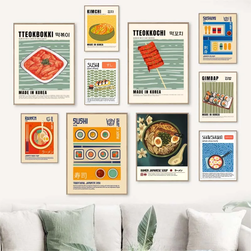 อาหารเอเชียภาพวาดผ้าใบโปสเตอร์ - Home Decor Korea บทวิจารณ์และราคา