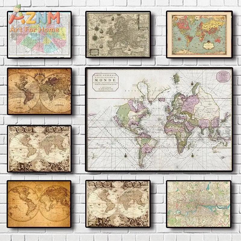 ภาพพิมพ์ผ้าแคนวาสแผนที่โลกวินเ - Home Decor Solution บทวิจารณ์และราคา